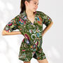 Green Floral 100% Cotton Ladies Pyjama Short Set, thumbnail 1 of 5