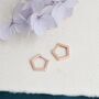 Sterling Silver Pentagon Huggie Hoop Earrings, thumbnail 5 of 12