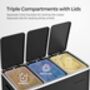 Kitchen Bin Three Compartments Pedal Soft Close Lids, thumbnail 4 of 8