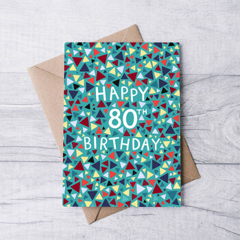 80th Birthday Card For Men, Geometric 80th Card, For Him, 2 of 2