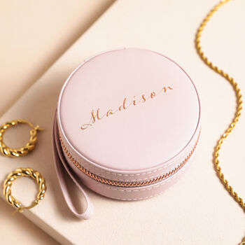 Personalised Rose Name Mini Round Travel Jewellery Case, 4 of 6