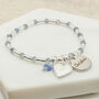 Personalised Stretchy Charm Bracelet In Silver And Blue, thumbnail 3 of 6