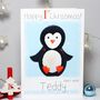 Personalised Penguin Baby 1st Christmas Card, thumbnail 2 of 8