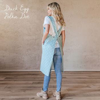 Blue Check Canvas Pinafore Apron For Artist, 12 of 12