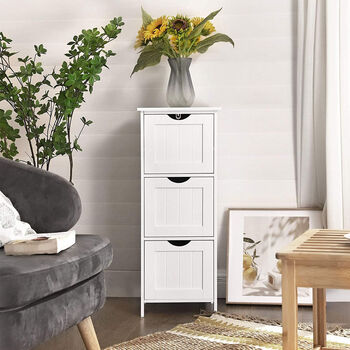 White Bathroom Cabinet With Three Drawers, 3 of 6