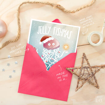 Jelly Fishmas Funny Pun Christmas Card Friend Family, 3 of 4
