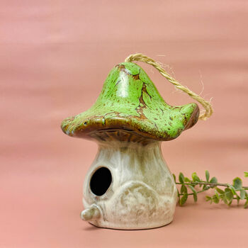 Mushroom Ceramic Bird House And Bird Feeder Garden Gift, 4 of 10