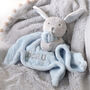 Personalised Blue Bunny Rabbit Baby Comforter, thumbnail 4 of 12