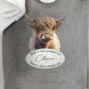 Personalised Highland Cow Laundry Storage Bag, 4 of 6