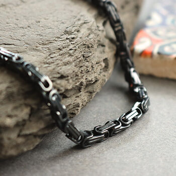 Chain Necklace Black Rope, Link Chain Silver, 5 of 8