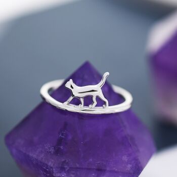 Sterling Silver Cute Cat Ring, 7 of 12