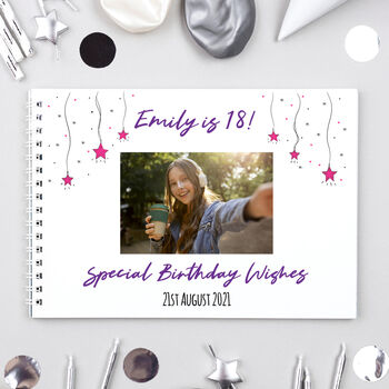 Personalised Stars Photo Birthday Party Guest Book, 2 of 5