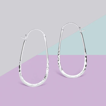 Sterling Silver Oval Hoop Earrings, 2 of 4