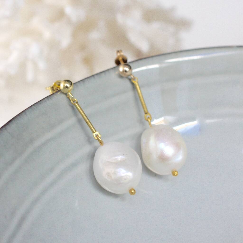 Baroque Pearl Drop Earrings By Magpie Living | notonthehighstreet.com