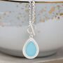 Silver Plated Aqua Birth Stone Teardrop Necklace, thumbnail 1 of 5