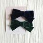 Set Of Two Velvet Hair Bow Clips Choose Your Colours, thumbnail 7 of 7