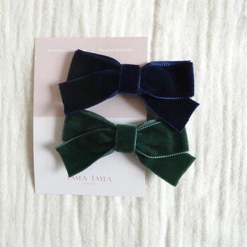 Set Of Two Velvet Hair Bow Clips Choose Your Colours, 7 of 7