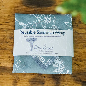 Garden Flowers Reusable Linen Sandwich Wrap, 3 of 8
