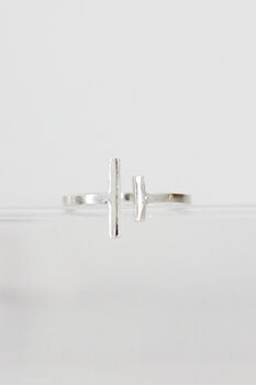Asymmetric Open Bar Sterling Silver Ring, 4 of 6