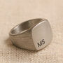Men's Personalised Brushed Stainless Steel Signet Ring, thumbnail 3 of 11