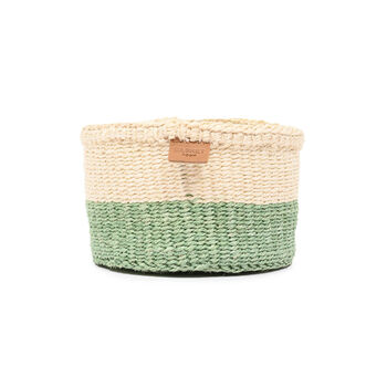 Wilaya: Green Colour Block Woven Basket, 5 of 10