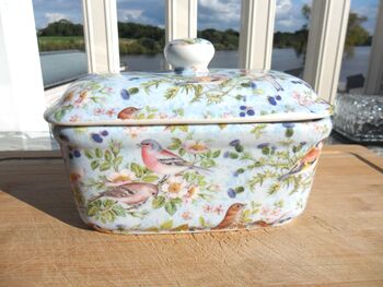 Lidded Butterdish In British Birds Design, 2 of 8