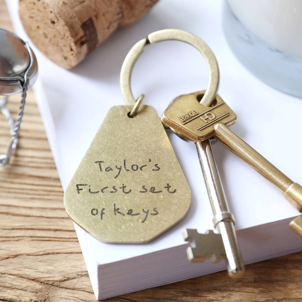 Personalised Engraved Antiqued Brass Keyring By Lisa Angel