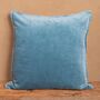 Blue Cotton Velvet Cushion Cover With Feston Stitch, thumbnail 1 of 5