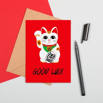 Large Size Waving Cat Good Luck Card, 2 of 2