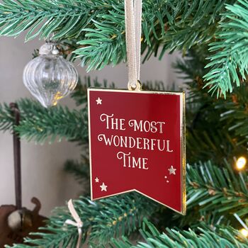 Most Wonderful Time Enamel Christmas Tree Decoration, 5 of 9