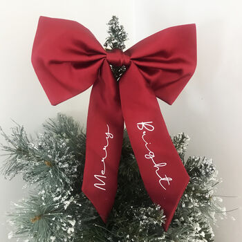 Eve Silk Christmas Tree Bow Topper, 2 of 11