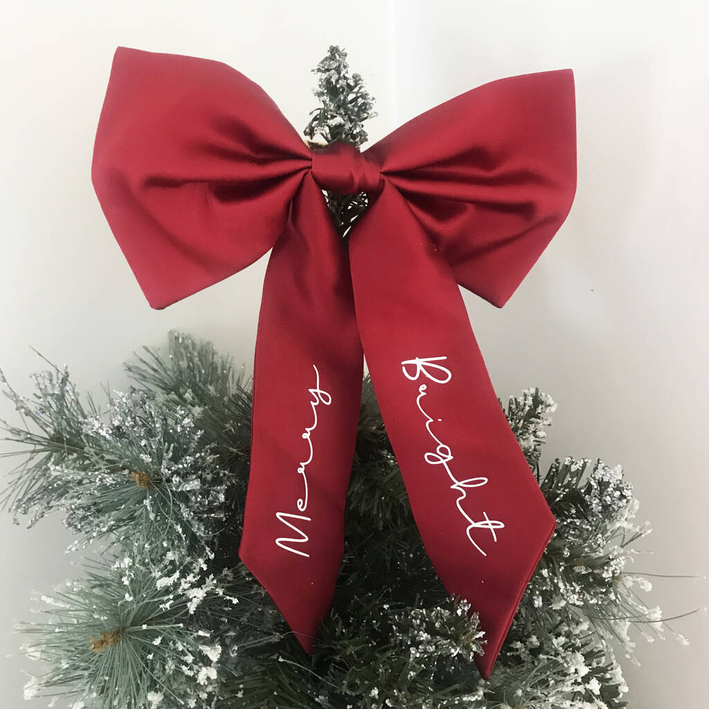 Eve Silk Christmas Tree Bow Topper, 1 of 6