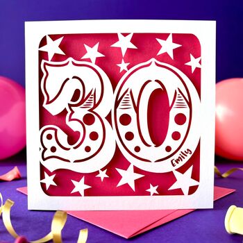 Big Number Personalised 30th Birthday Card, 2 of 4