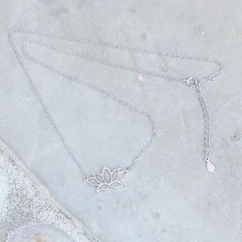 Lotus Flower Necklace In Silver Or Gold Vermeil, 5 of 12