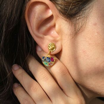 Statement Ruby Sapphire Emerald Gemstone Earrings, 3 of 4