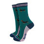 Sausage Dog Pinstripe Bamboo Ankle Socks Women's Green, thumbnail 1 of 3