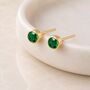 Gold Plated Sterling Silver May Emerald Birthstone Stud Earrings, thumbnail 1 of 6
