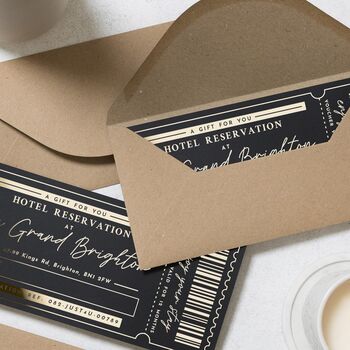 Personalised Hotel Reservation Voucher Gold Foil, 7 of 9