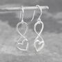 Outline Heart Sterling Silver Drop Earrings, thumbnail 6 of 11