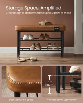 Shoe Bench Synthetic Leather Mid Century Modern Storage, 9 of 12