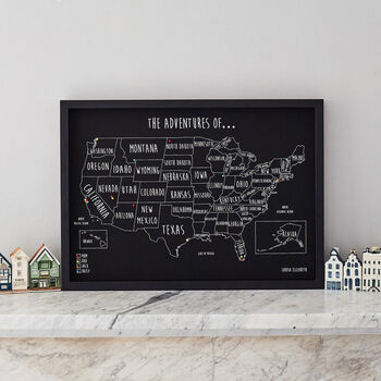 Personalised USA States Pin Board Map With Pins, 4 of 10