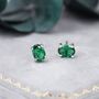 Emerald Green Oval Cz Stud Earrings, thumbnail 1 of 10