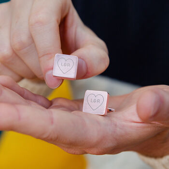 Wedding Couples Heart Personalised Square Cufflinks, 3 of 12
