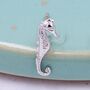 Tiny Seahorse Fish Stud Earrings In Sterling Silver, thumbnail 4 of 12
