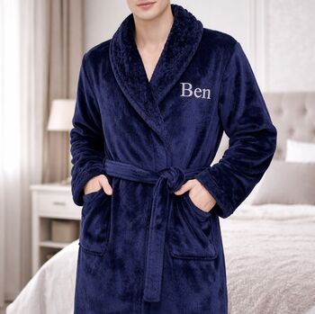 Personalised Unisex Embroidered Robe Dressing Gown, 4 of 5