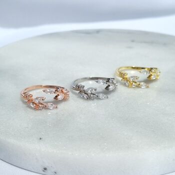 Adjustable Leaf Ring In Sterling Silver And Gold, 4 of 12