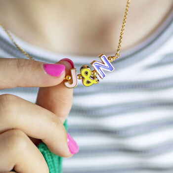 Best Friends Necklace With Enamel Initials, 3 of 10