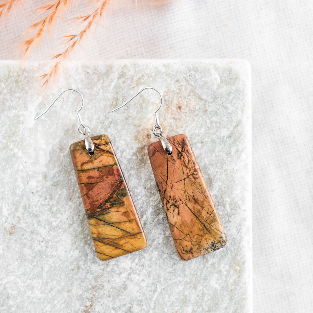Natural Picasso Jasper Stone Drop Earrings, 1 of 9
