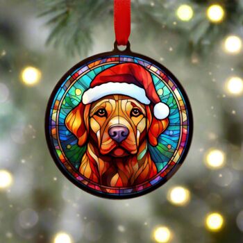 Labrador Fox Red In Santa Hat Suncatcher Decoration, 3 of 6