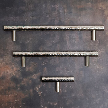 Solid Brass Nickel Hammered Cabinet Pull Handles, 5 of 12